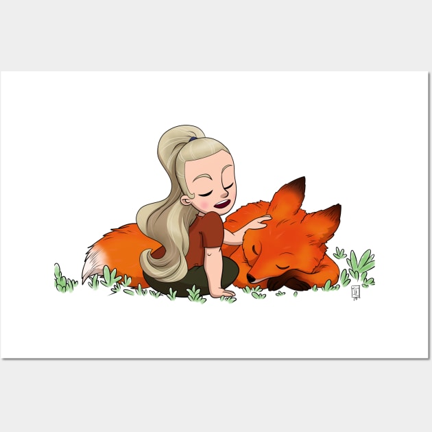 Girl and Fox Wall Art by Joshessel